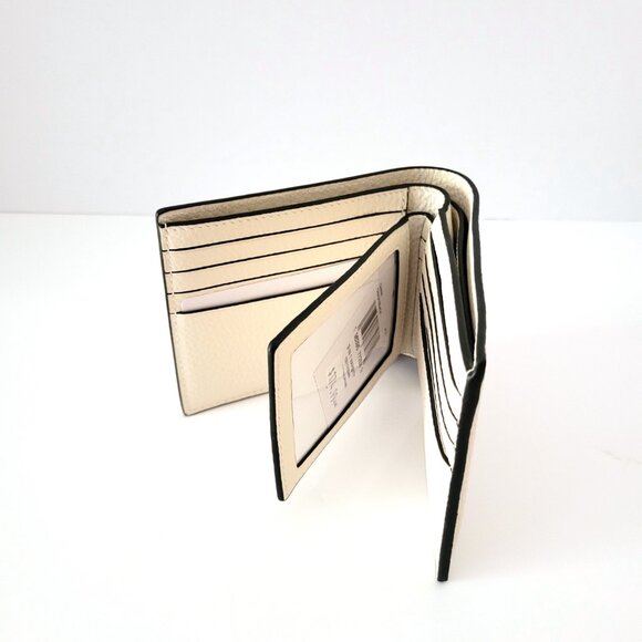 Coach CAK48 3 In 1 Varsity Pebbled Leather Billfold Bifold Wallet Chalk Black - Picture 6 of 8